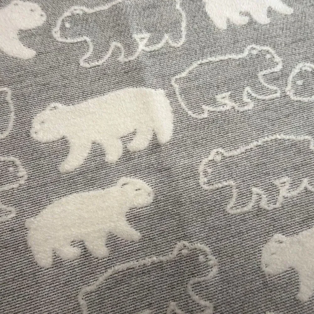 Pottery Barn Kids Polar Bear Baby Blanket Swaddle Grey Cream